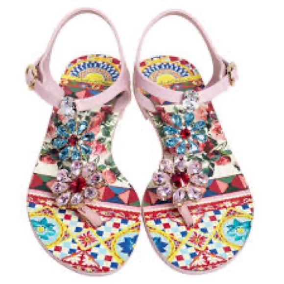 Dolce & Gabbana Shoes - Dolce & Gabbana Multicolor Carretto Con Roses Print Jelly Crystal Sandals